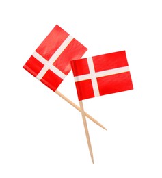 Photo of Small paper flags of Denmark isolated on white