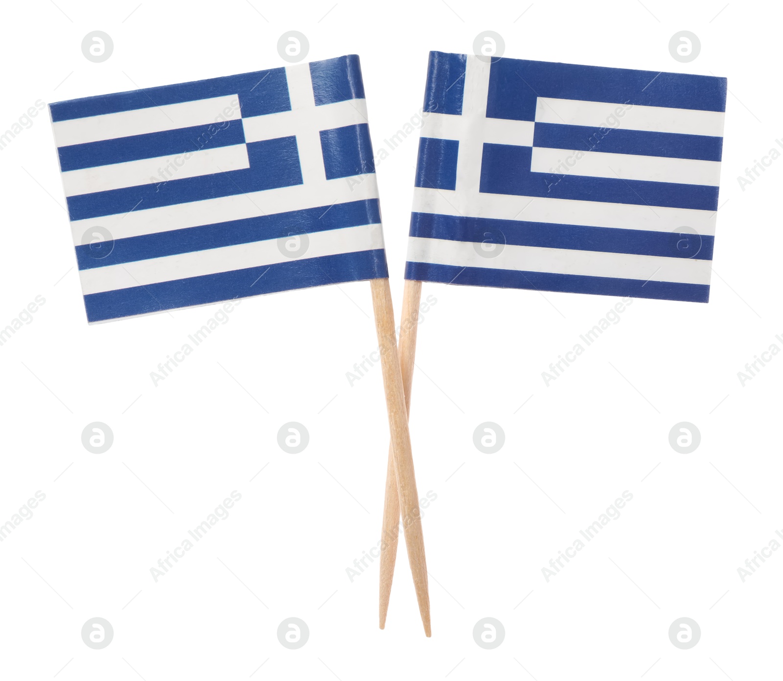 Photo of Small paper flags of Greece isolated on white