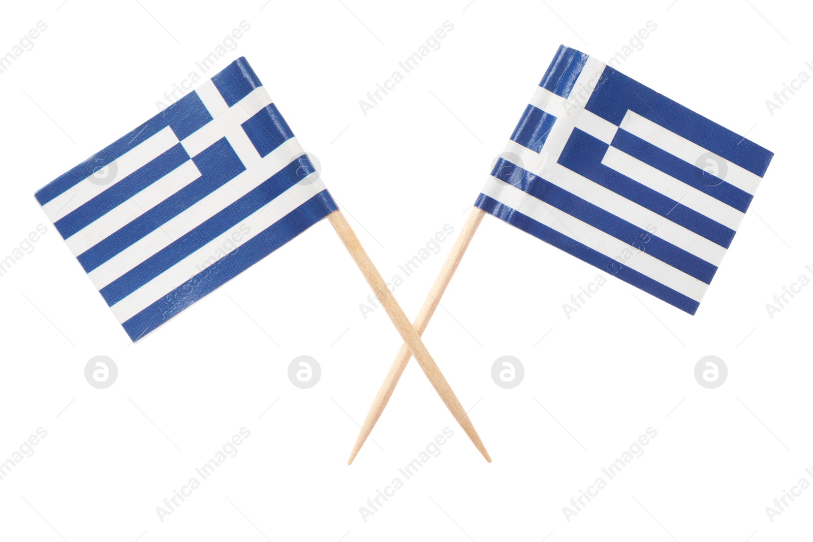 Photo of Small paper flags of Greece isolated on white