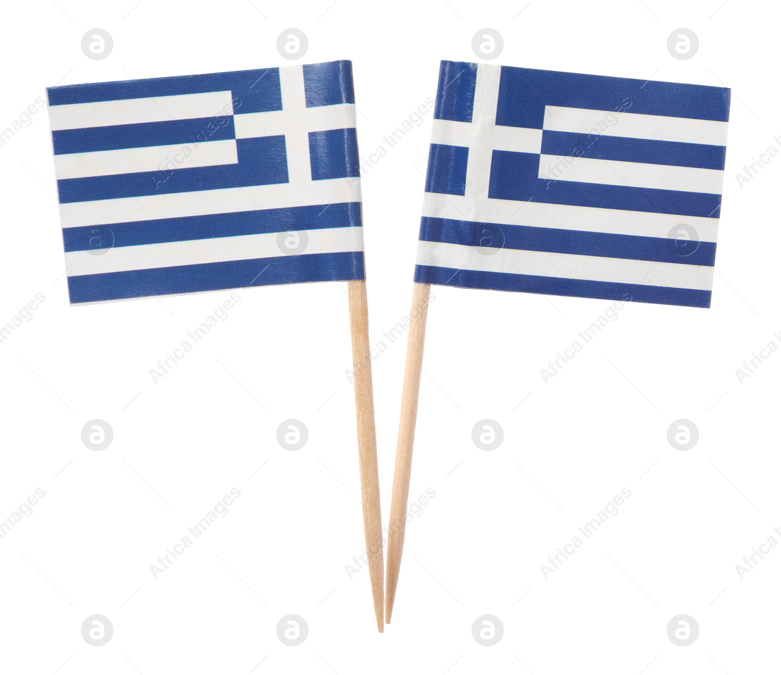 Photo of Small paper flags of Greece isolated on white