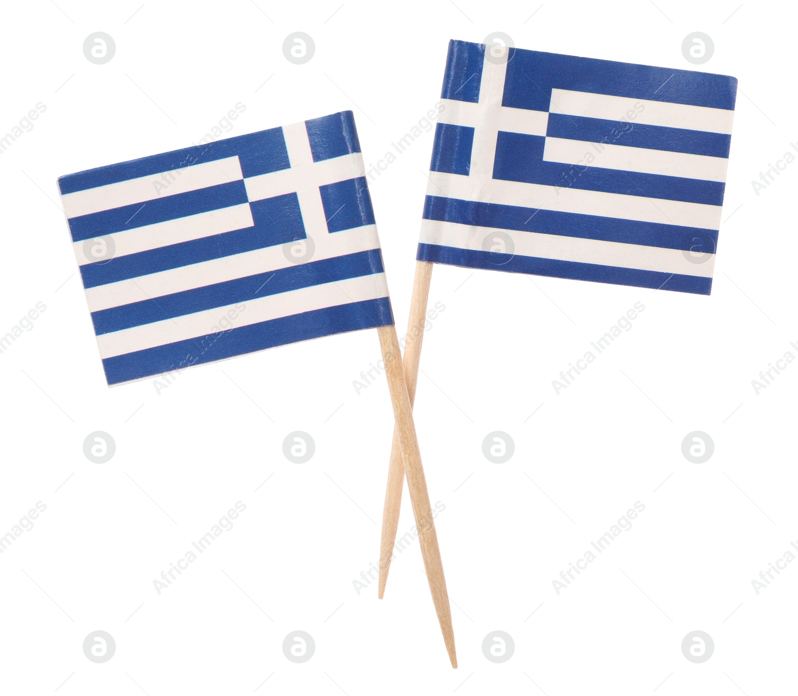 Photo of Small paper flags of Greece isolated on white