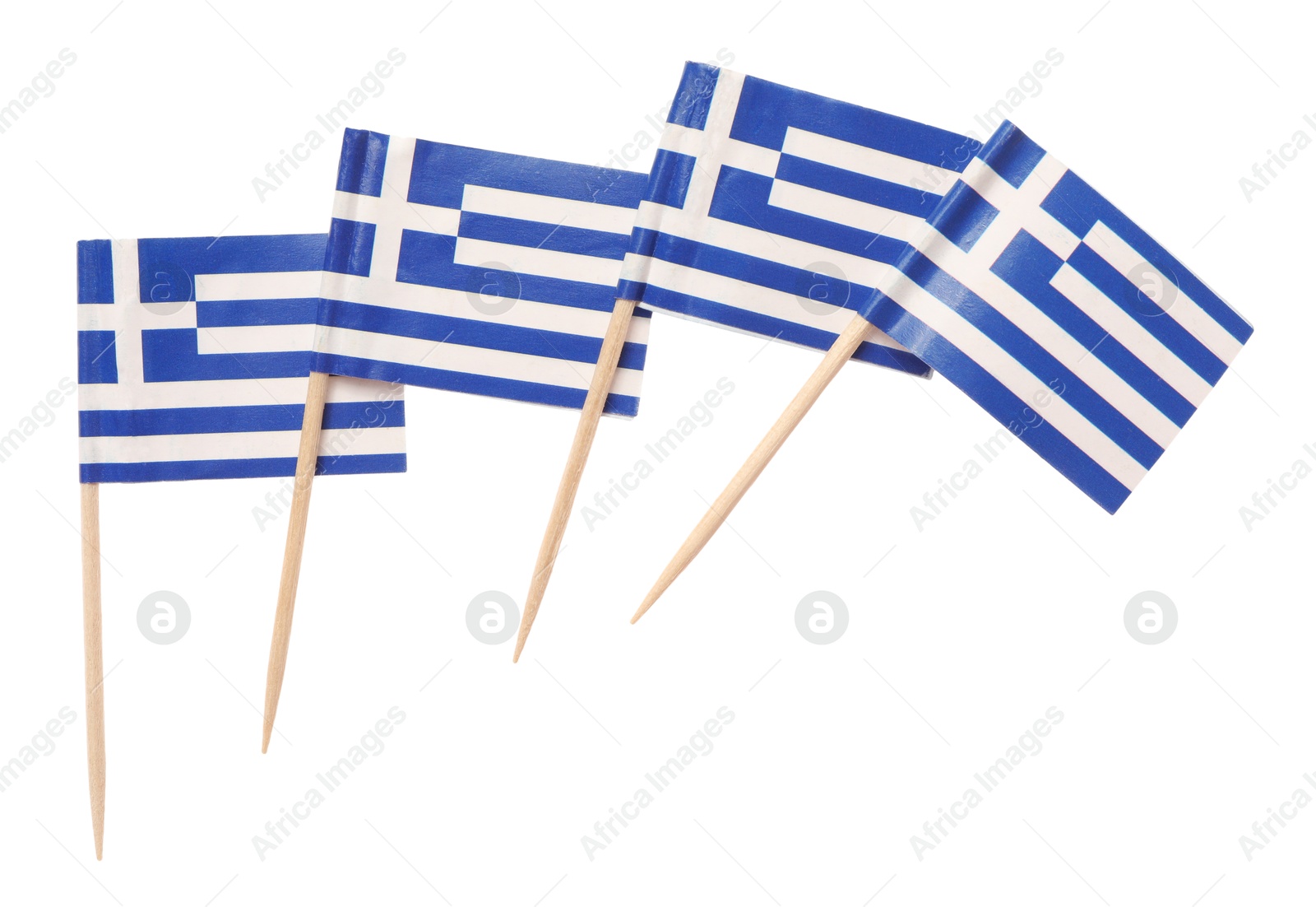 Photo of Small paper flags of Greece isolated on white