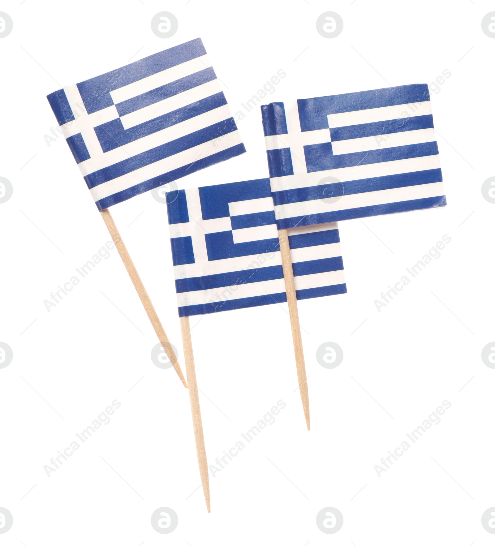 Photo of Small paper flags of Greece isolated on white