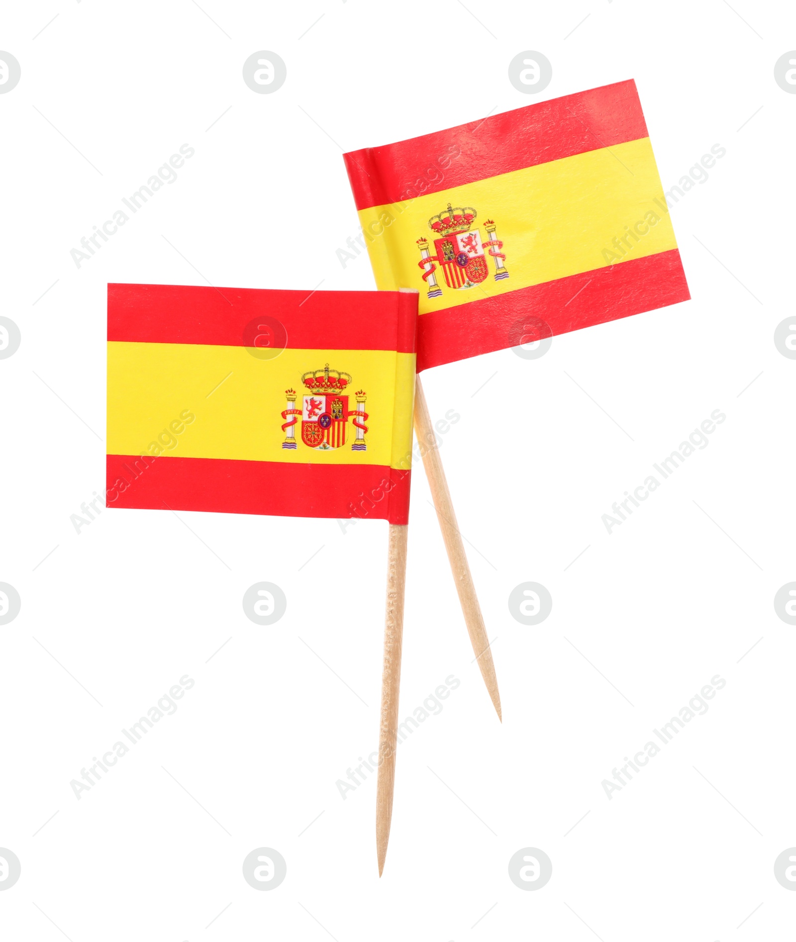 Photo of Small paper flags of Spain isolated on white