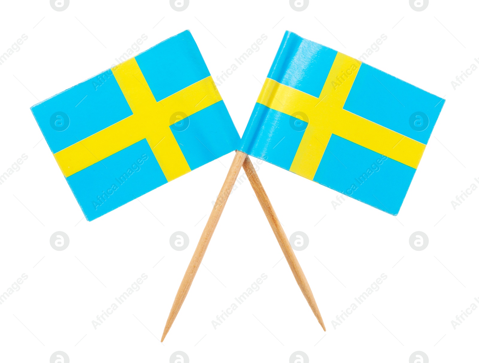 Photo of Small paper flags of Sweden isolated on white