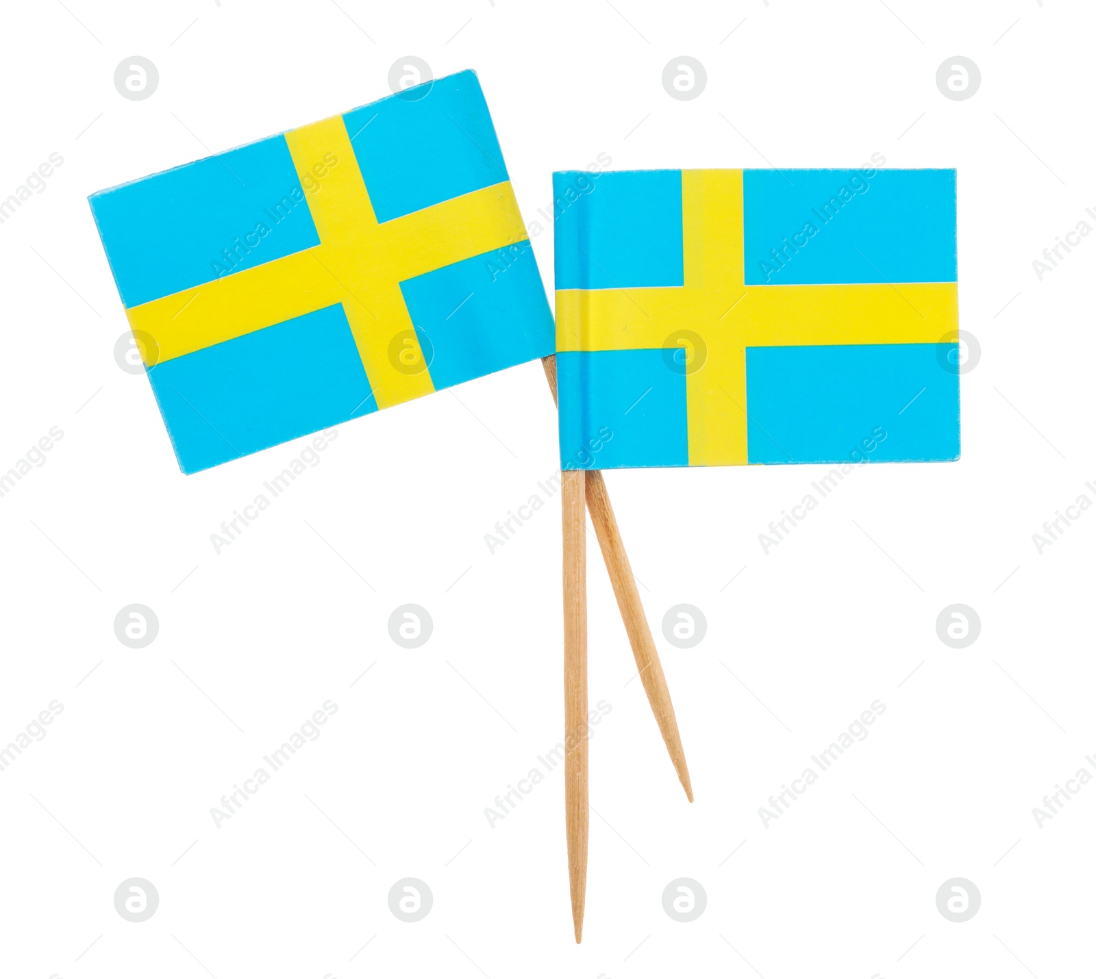 Photo of Small paper flags of Sweden isolated on white