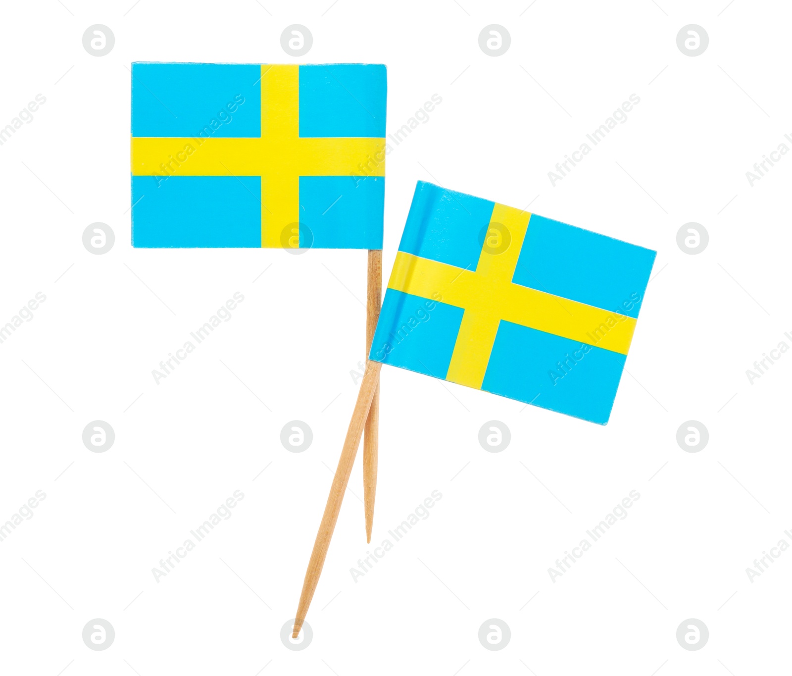 Photo of Small paper flags of Sweden isolated on white