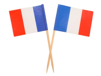 Photo of Small paper flags of France isolated on white