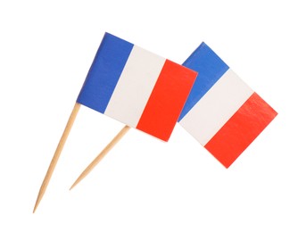 Photo of Small paper flags of France isolated on white