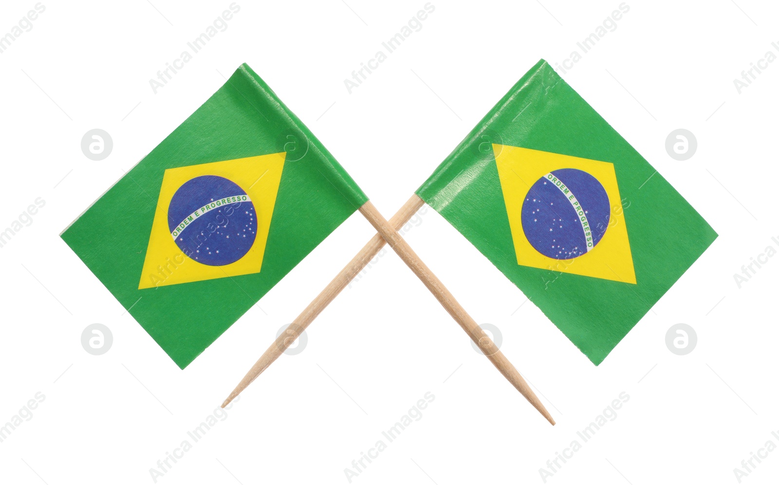 Photo of Small paper flags of Brazil isolated on white