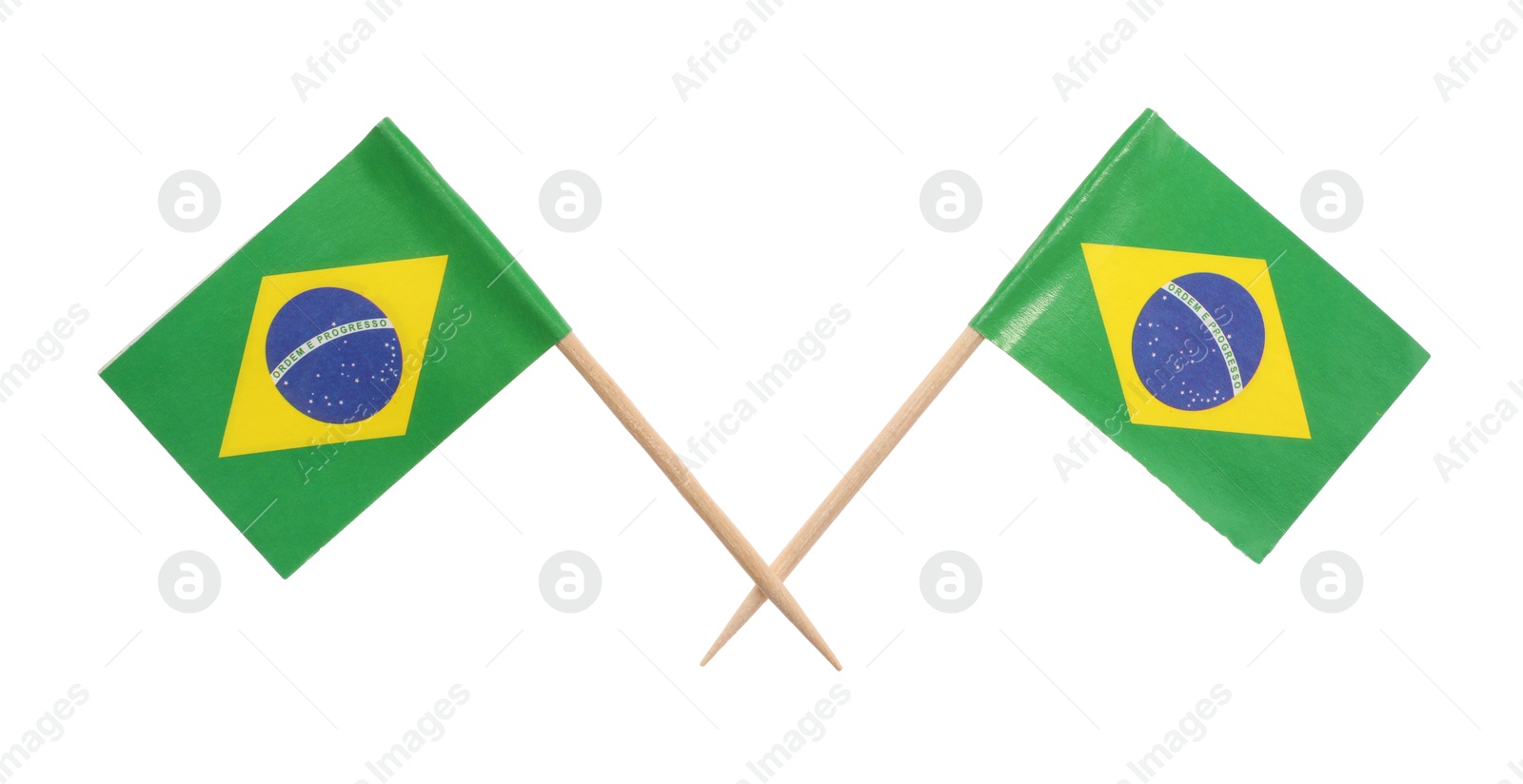 Photo of Small paper flags of Brazil isolated on white