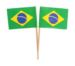 Photo of Small paper flags of Brazil isolated on white