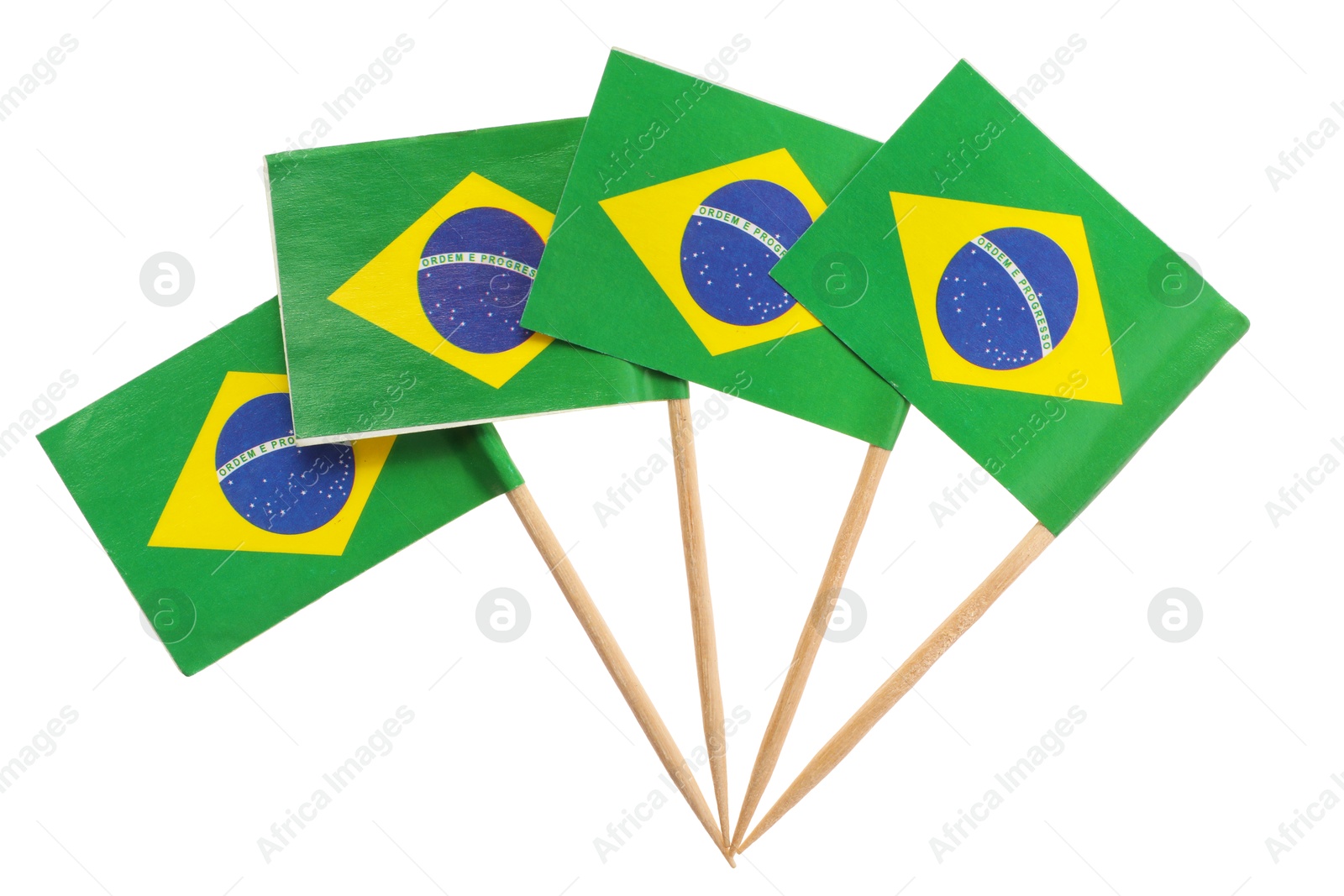 Photo of Small paper flags of Brazil isolated on white