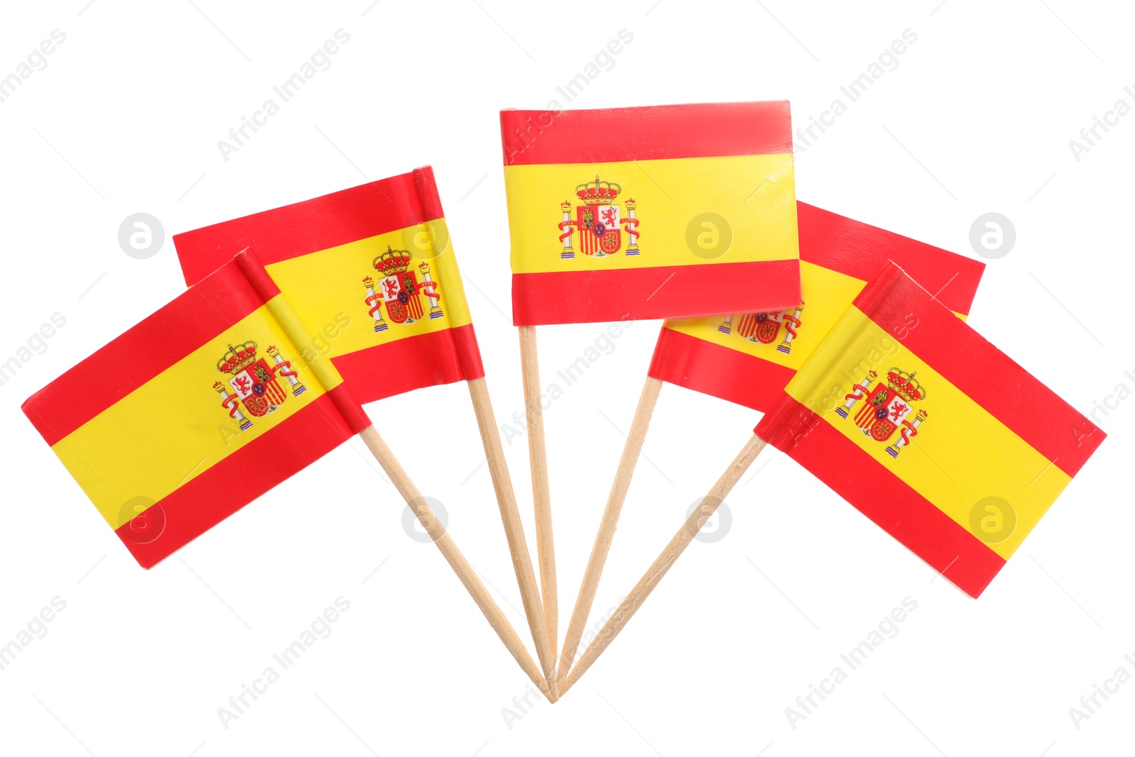 Photo of Small paper flags of Spain isolated on white