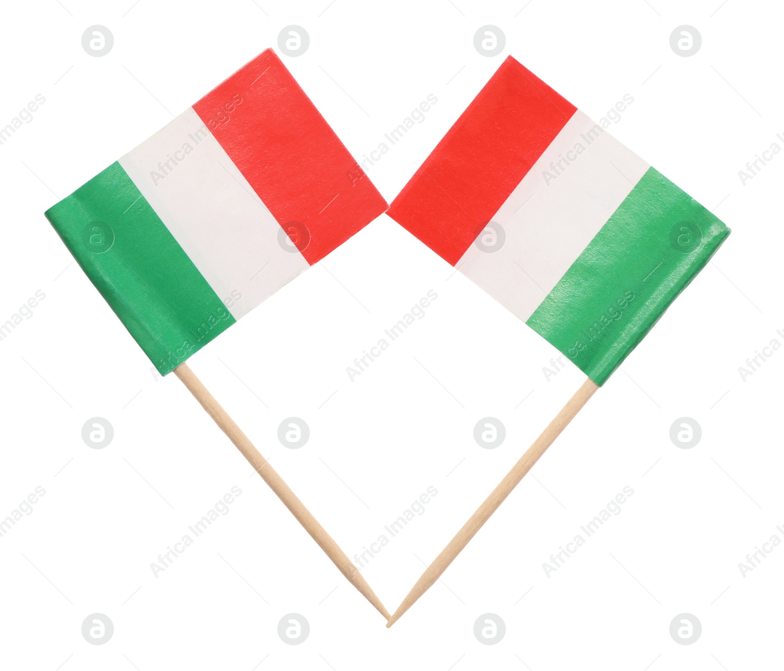 Photo of Small paper flags of Italy isolated on white