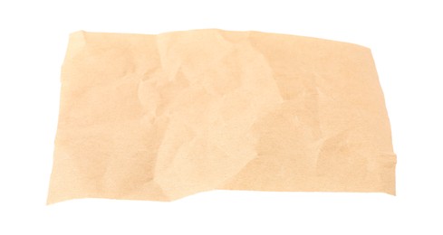 Photo of Crumpled kraft paper sheet isolated on white