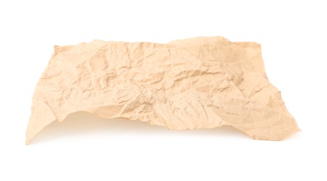 Photo of Crumpled kraft paper sheet isolated on white