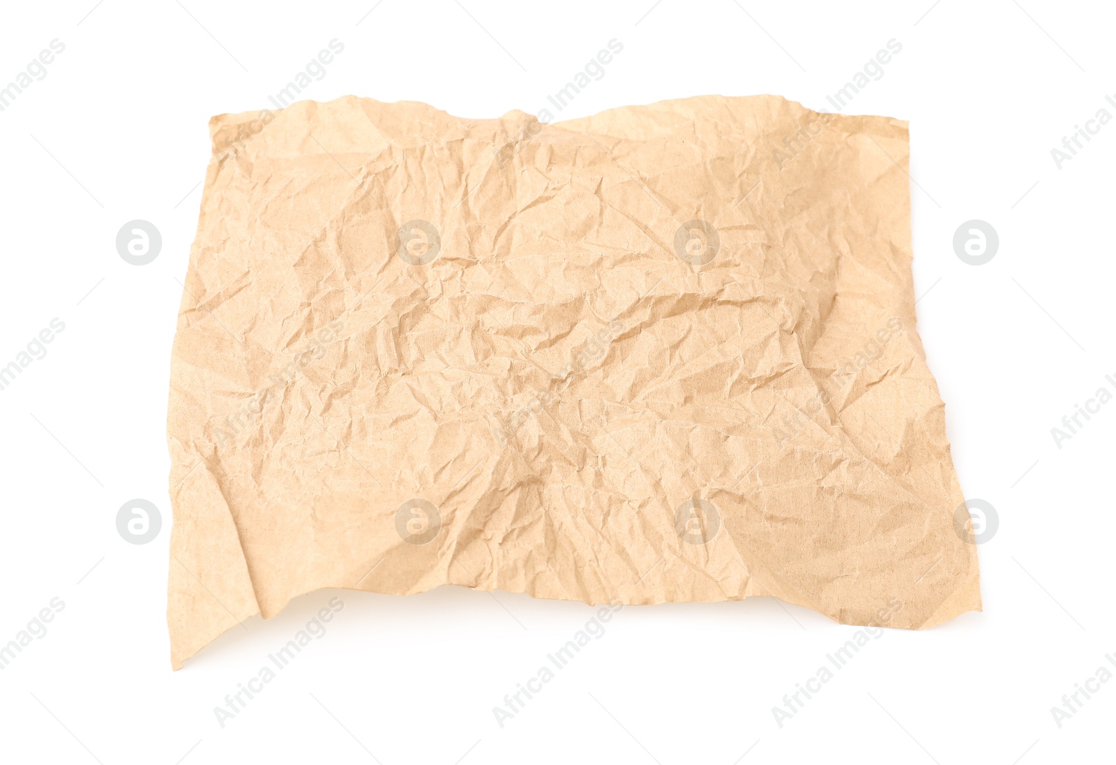 Photo of Crumpled kraft paper sheet isolated on white