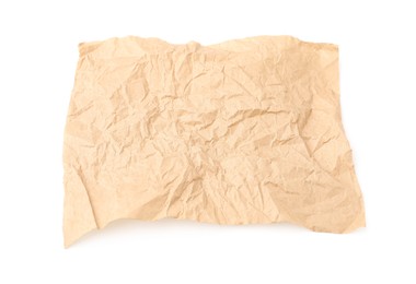 Photo of Crumpled kraft paper sheet isolated on white