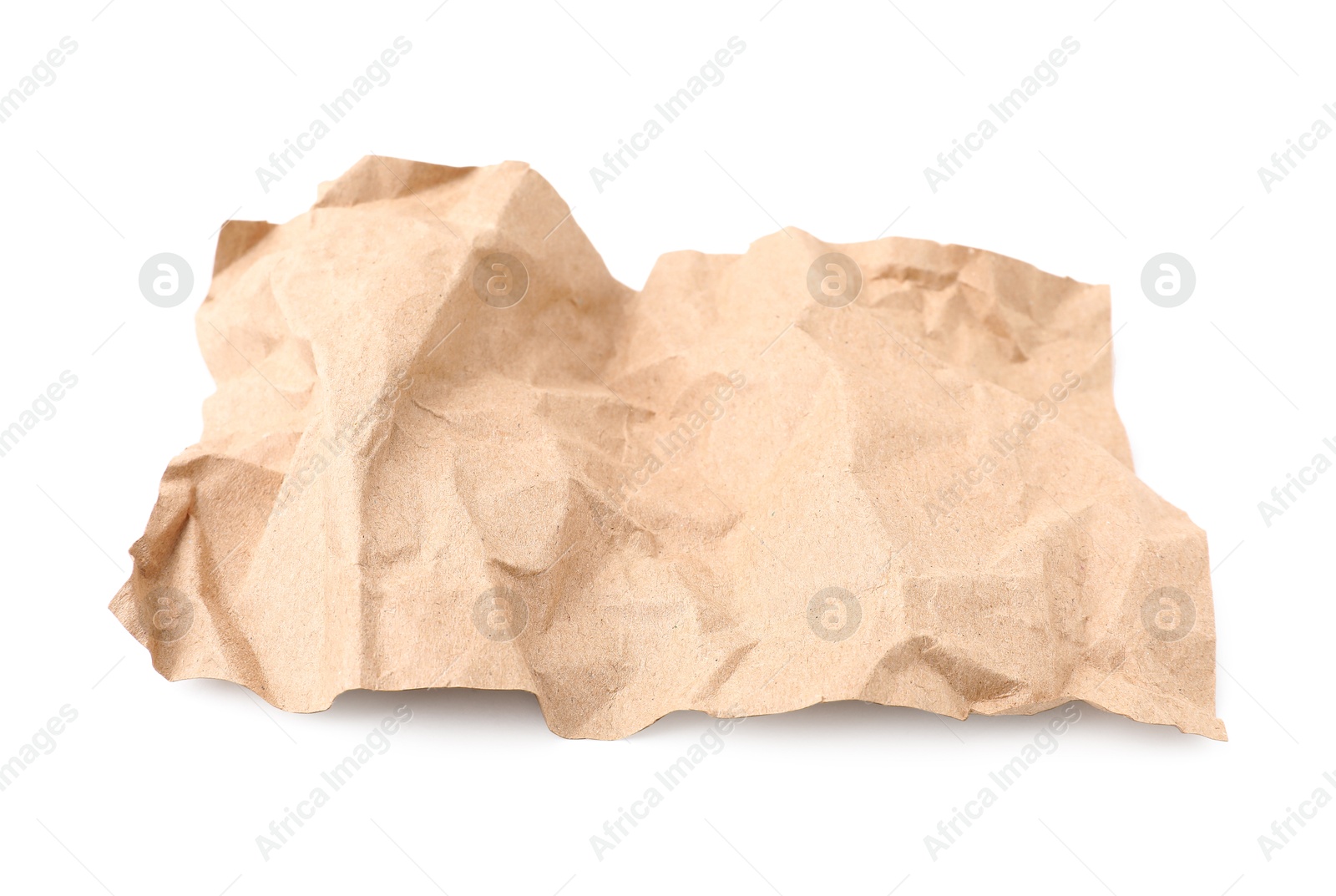 Photo of Crumpled kraft paper sheet isolated on white