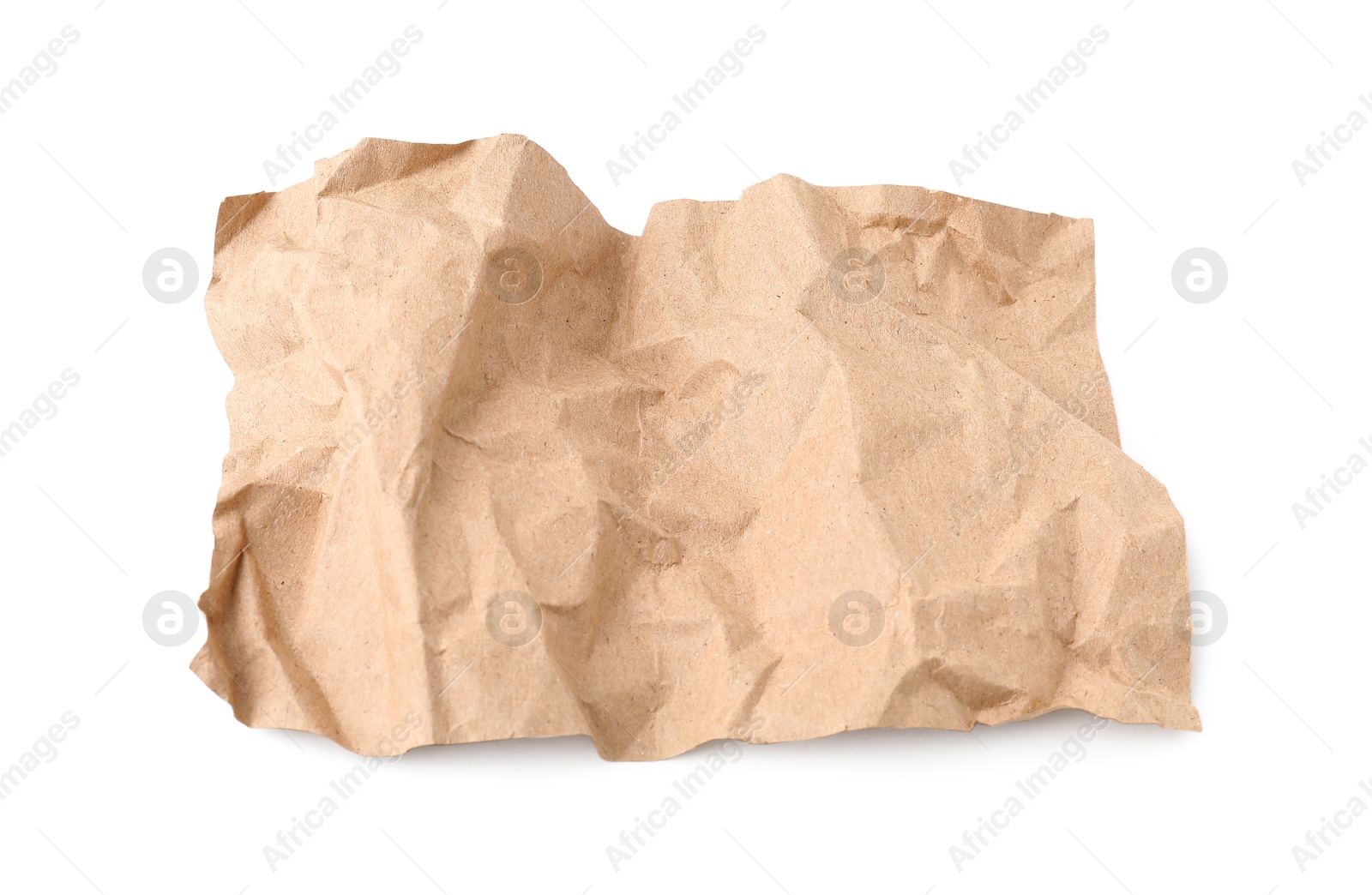 Photo of Crumpled kraft paper sheet isolated on white