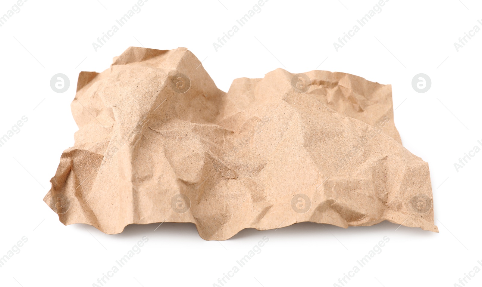 Photo of Crumpled kraft paper sheet isolated on white