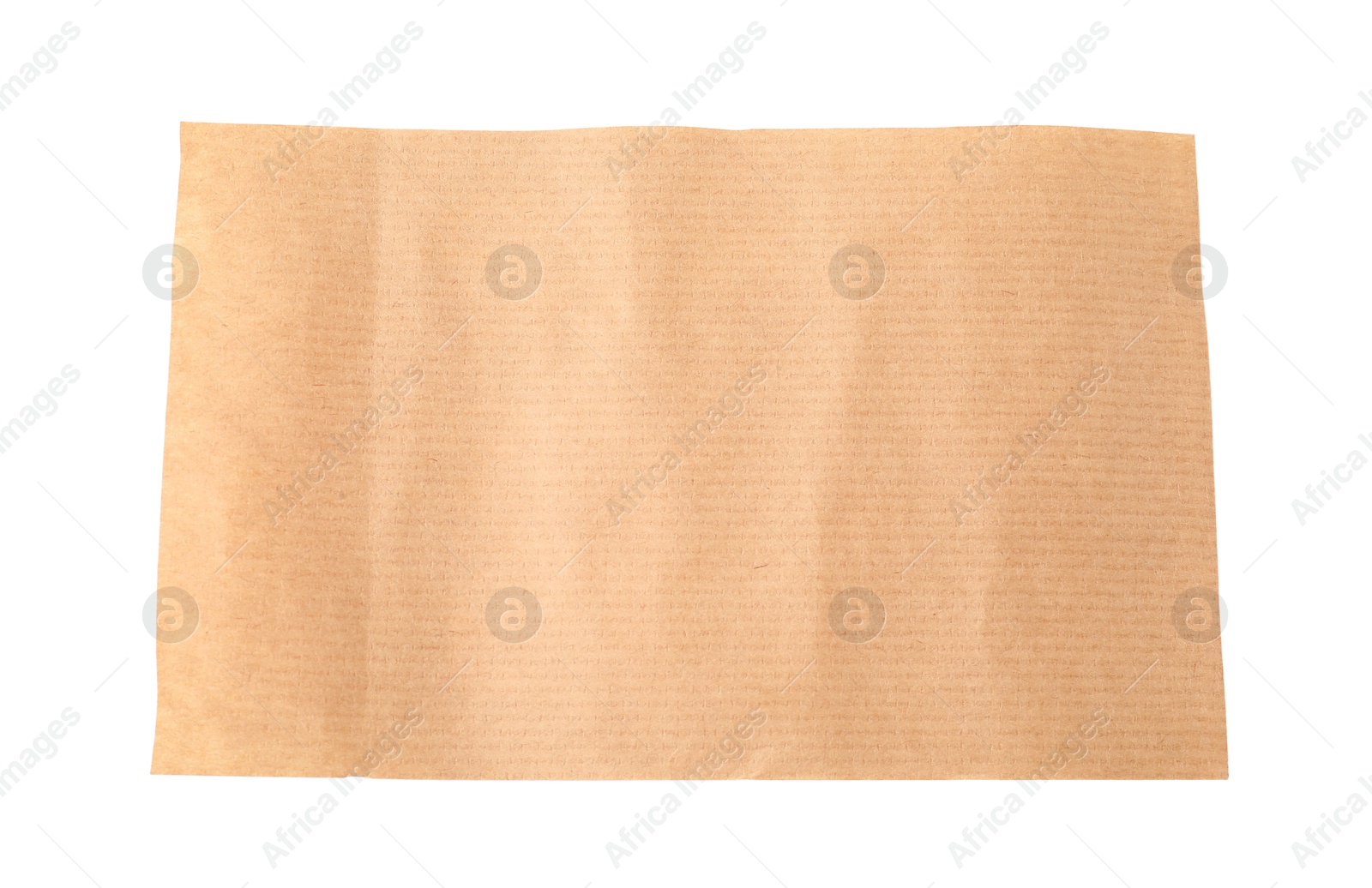 Photo of One kraft paper sheet isolated on white, top view