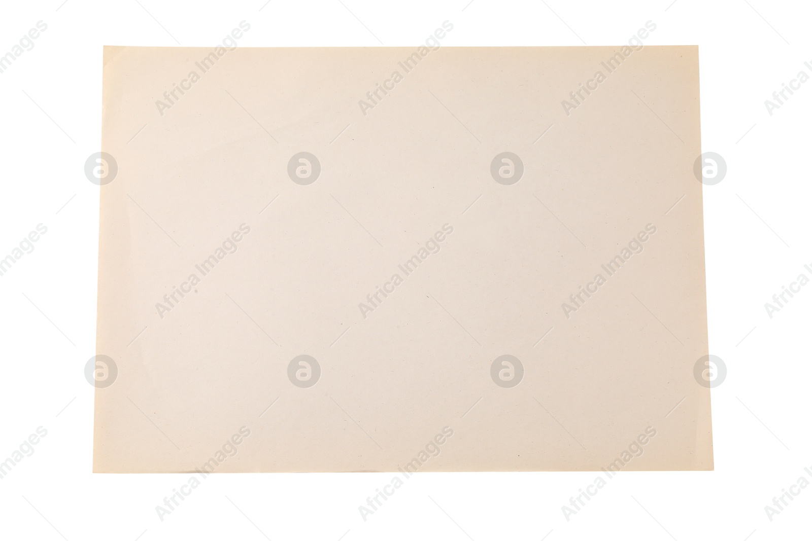 Photo of One old paper sheet isolated on white, top view