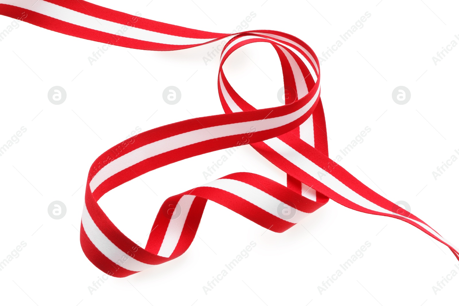 Photo of Ribbon in colors of Austrian flag isolated on white