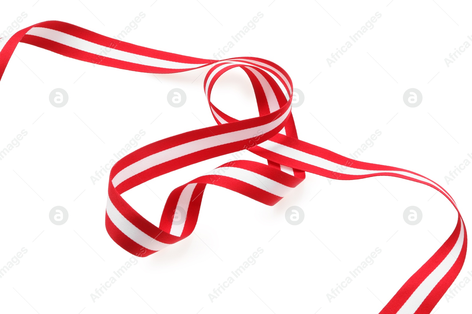 Photo of Ribbon in colors of Austrian flag isolated on white