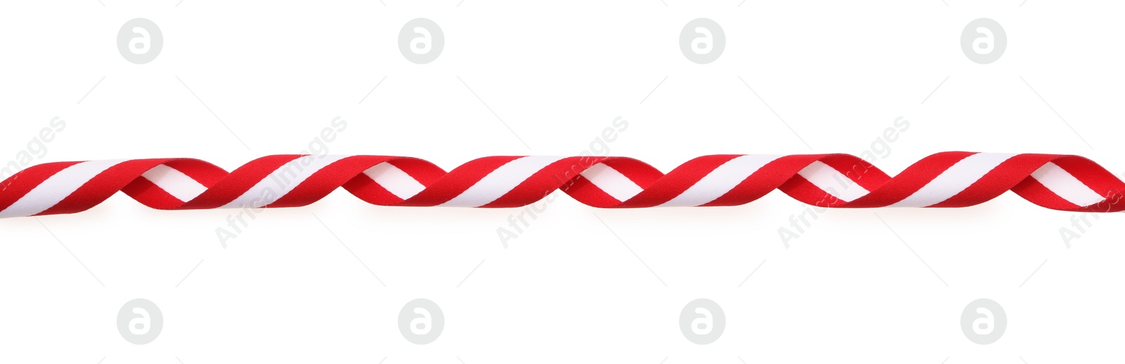 Photo of Ribbon in colors of Austrian flag isolated on white