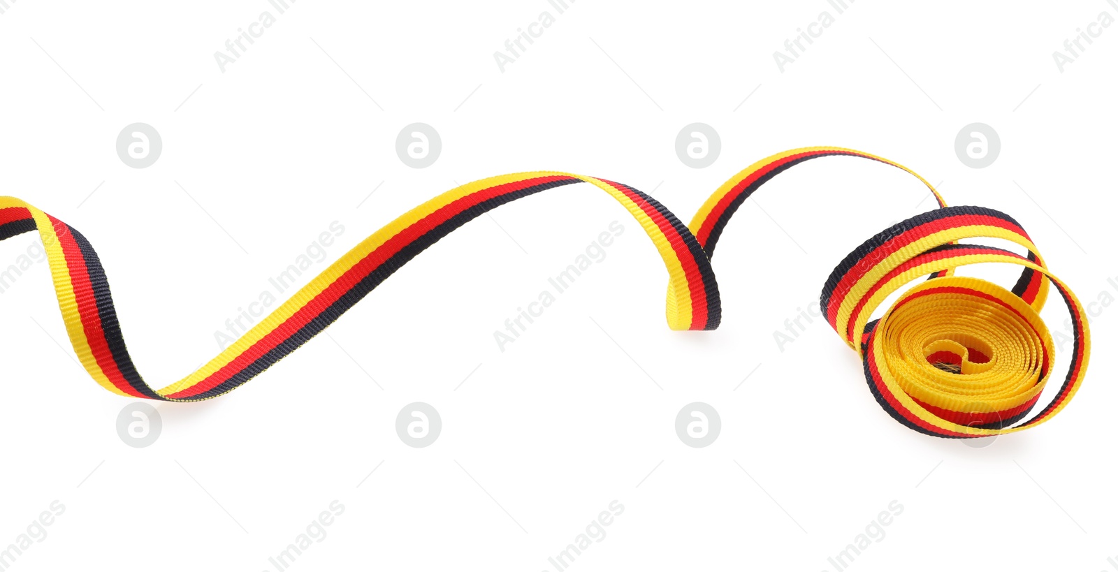 Photo of Ribbon in colors of German flag isolated on white