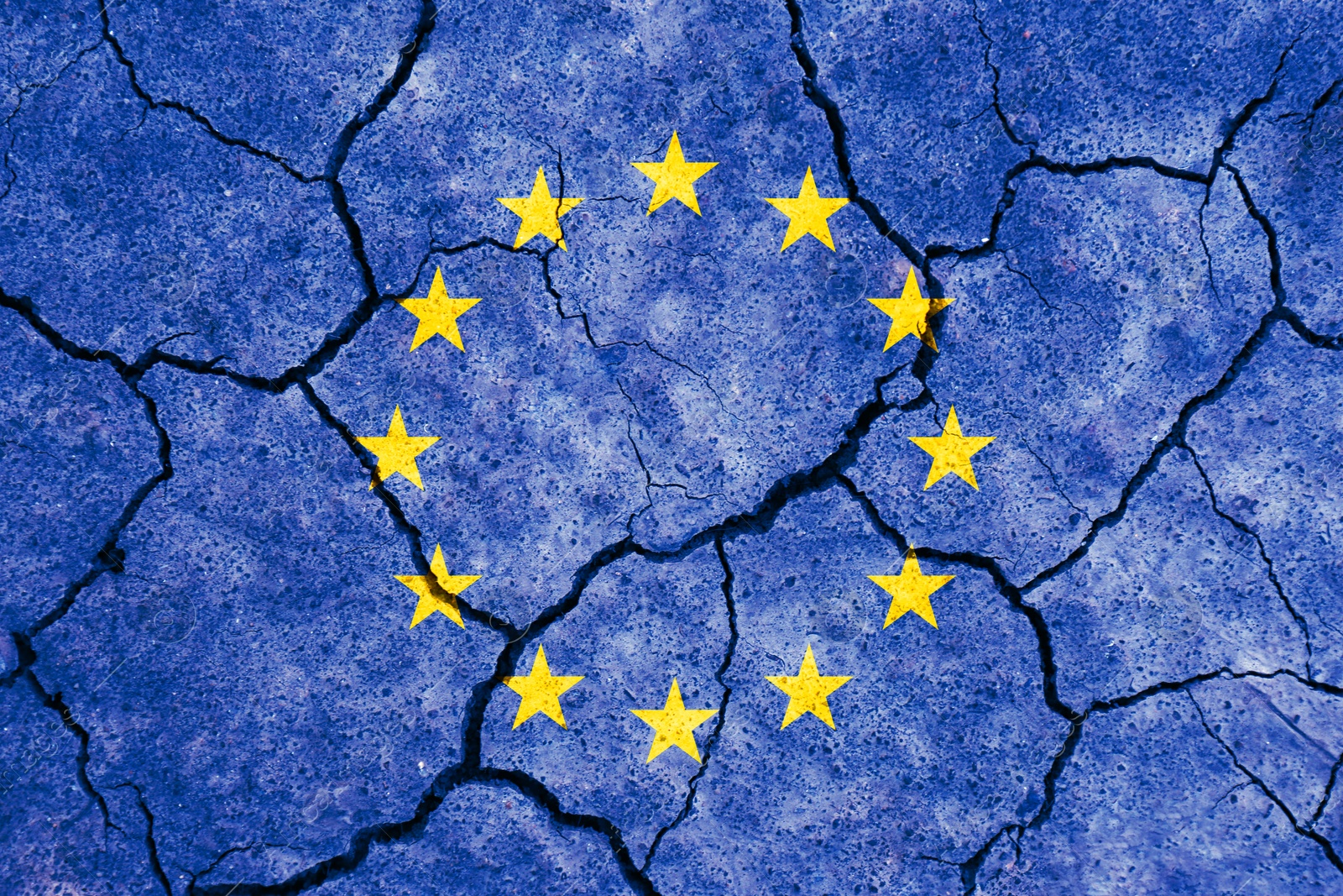 Image of Flag of European Union on cracked surface