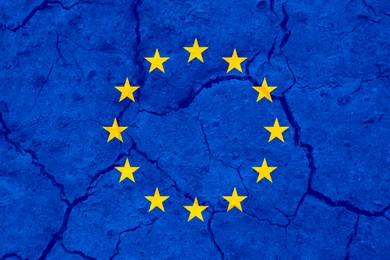 Image of Flag of European Union on cracked surface