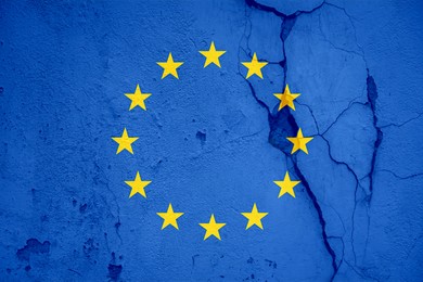 Image of Flag of European Union on cracked surface