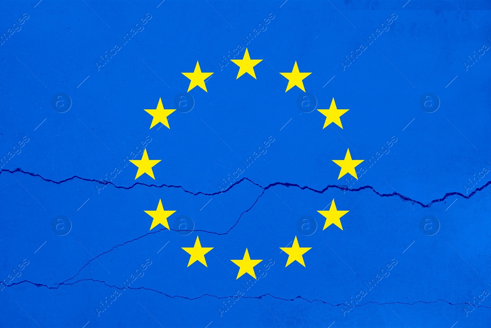 Image of Flag of European Union on cracked surface