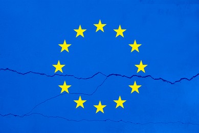 Image of Flag of European Union on cracked surface