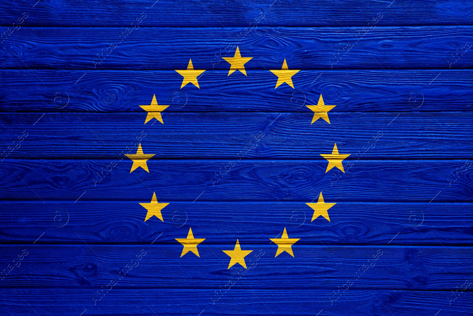 Image of Flag of European Union on wooden surface