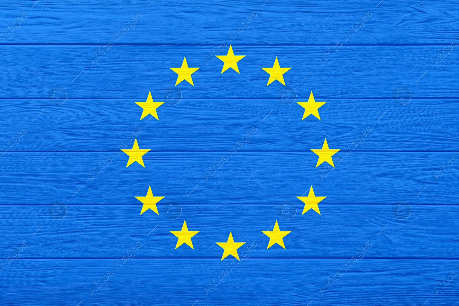 Image of Flag of European Union on wooden surface