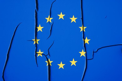 Image of Flag of European Union on cracked surface