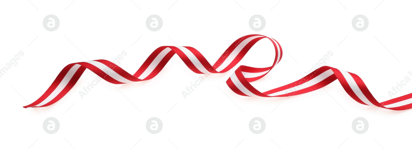 Photo of Ribbon in colors of Austrian flag isolated on white