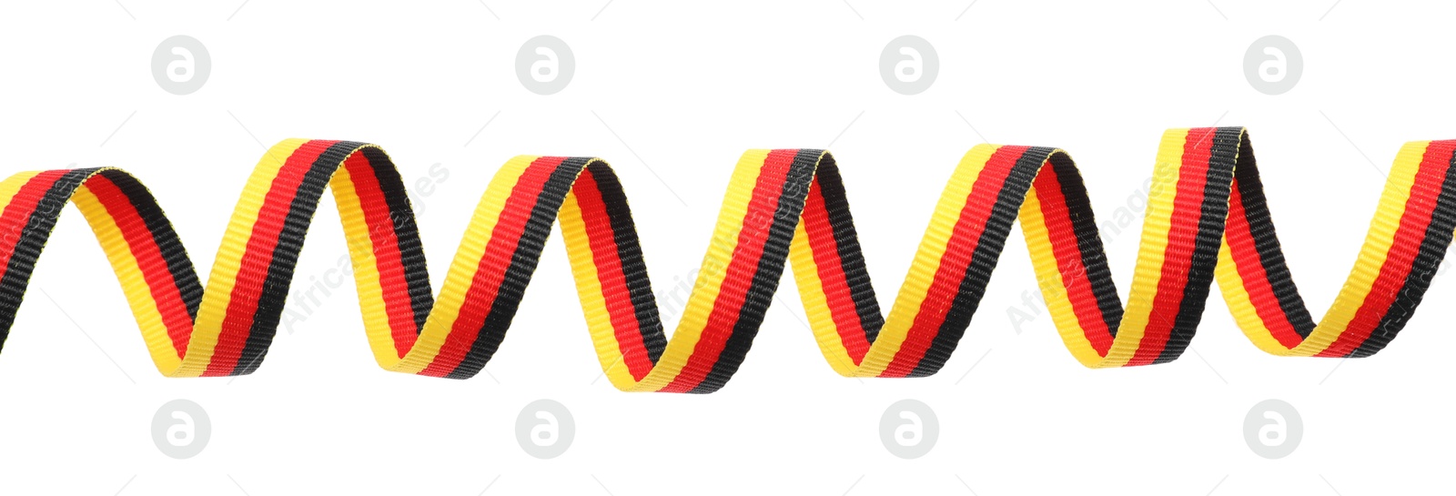 Photo of Ribbon in colors of German flag isolated on white