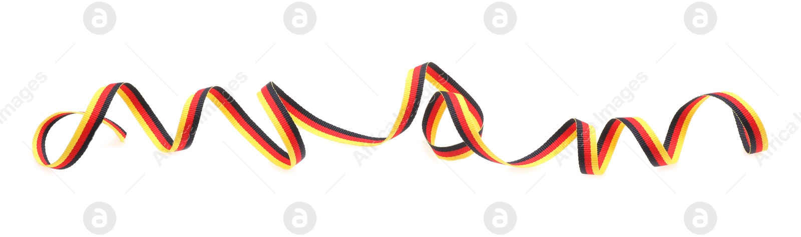 Photo of Ribbon in colors of German flag isolated on white