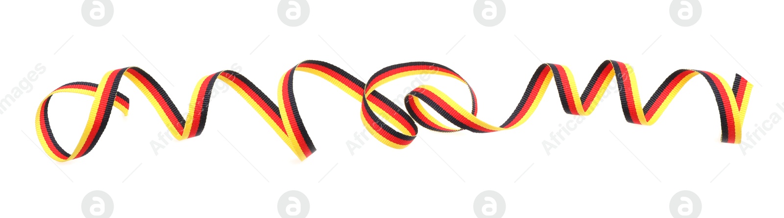 Photo of Ribbon in colors of German flag isolated on white