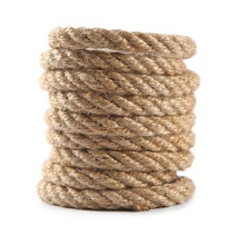 Bundle of hemp rope isolated on white