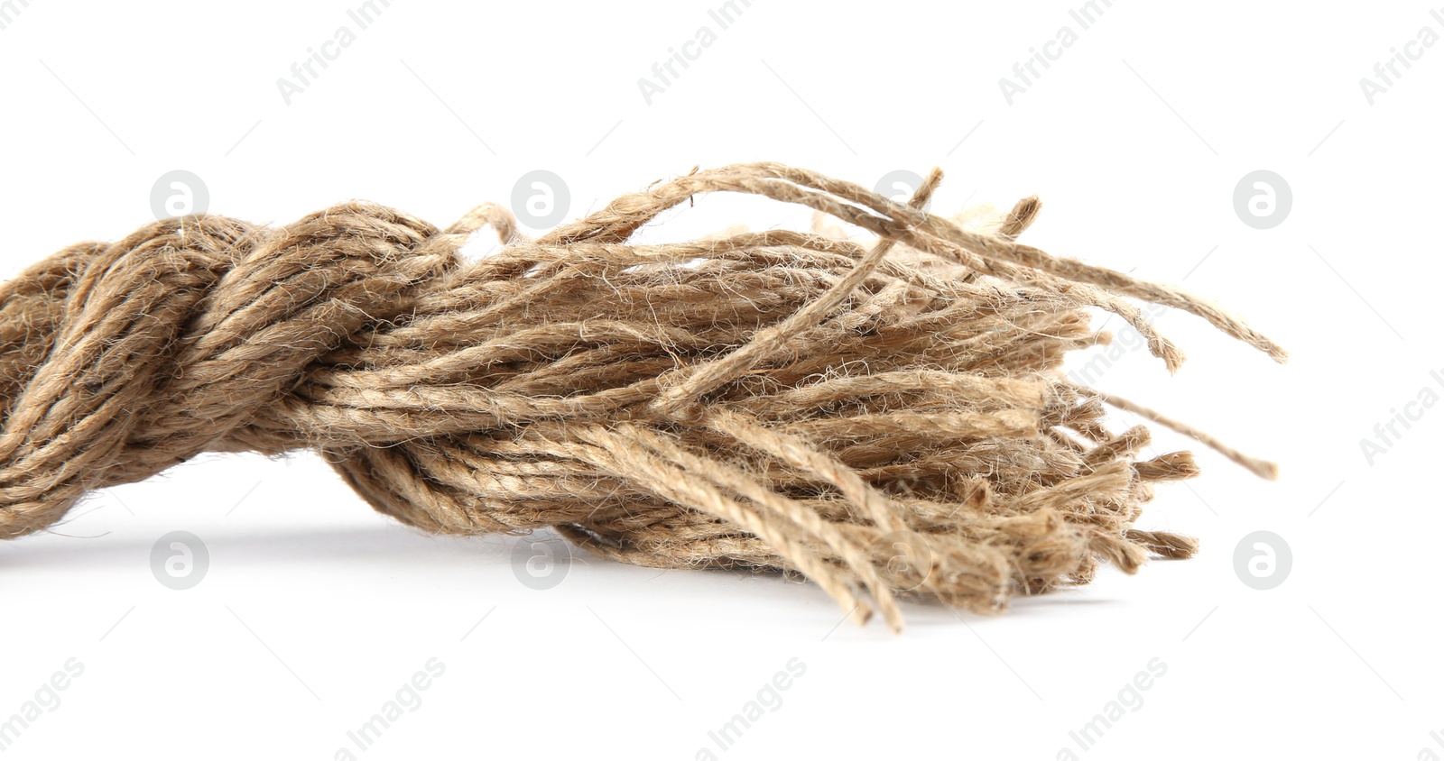 Photo of Hemp rope isolated on white. Organic material