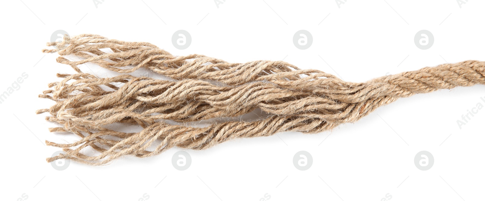 Photo of Hemp rope isolated on white, top view