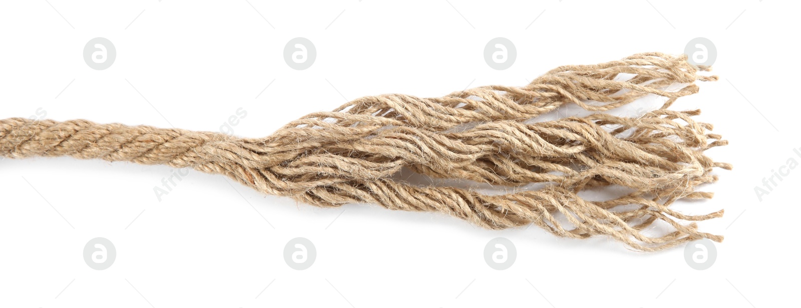 Photo of Hemp rope isolated on white, top view