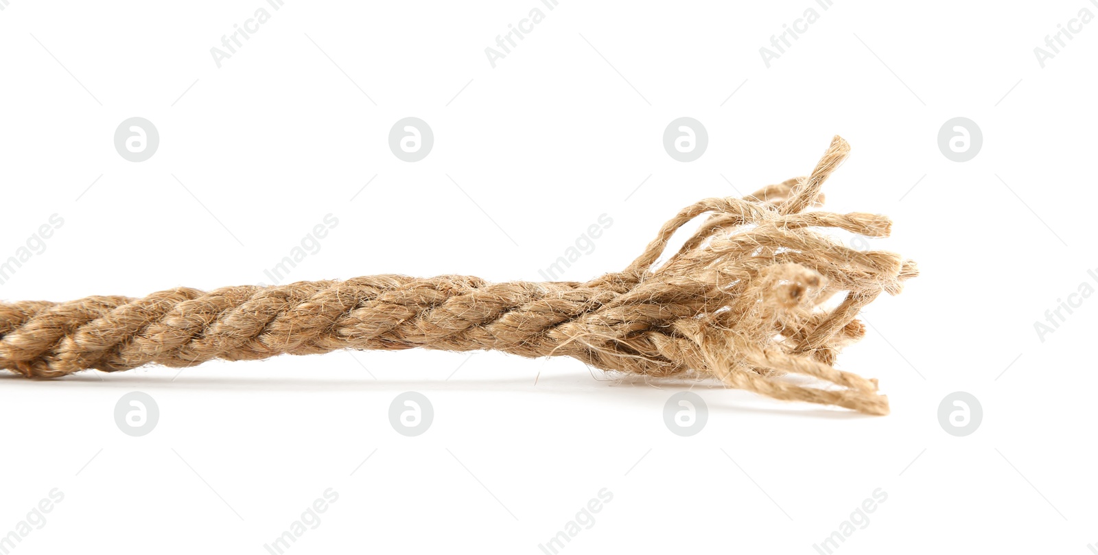 Photo of Hemp rope isolated on white. Organic material