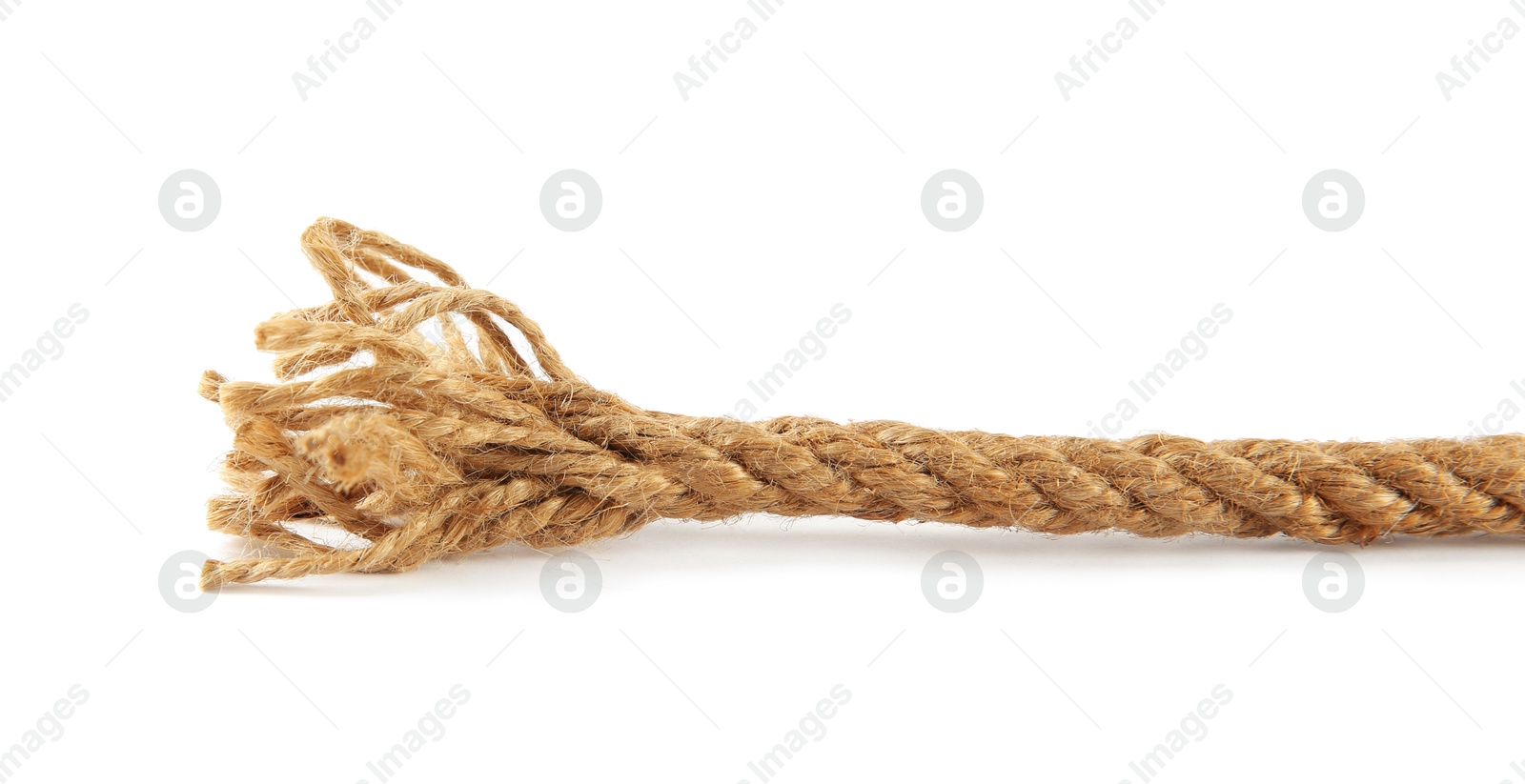 Photo of Hemp rope isolated on white. Organic material